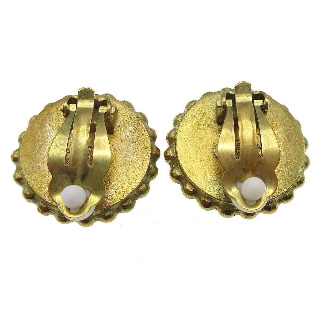 Chanel Cc Round Earrings Metal Black Gold_Plated Earrings Jewelry