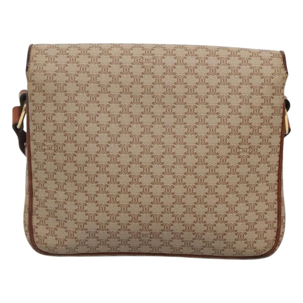 Celine Vintage Macadam Shoulder Bag Canvas And Leather Beige Canvas Shoulder Bag Bag