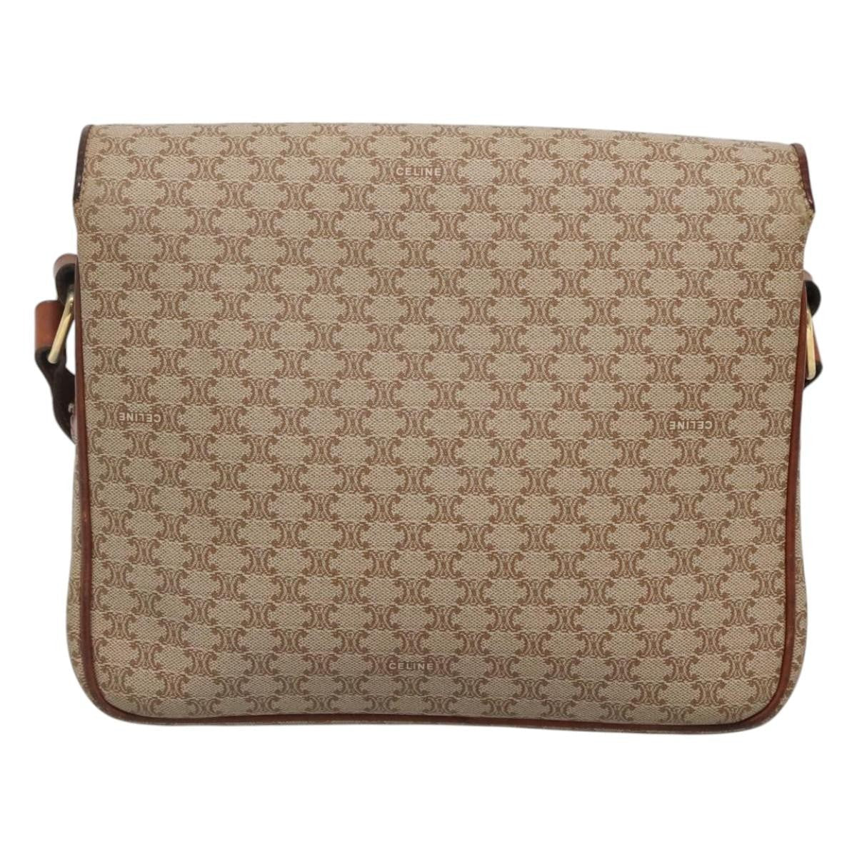 Celine Vintage Macadam Shoulder Bag Canvas And Leather Beige Canvas Shoulder Bag Bag