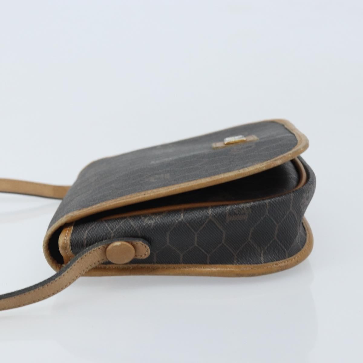 Christian Dior Vintage Honeycomb Flap Crossbody Bag Canvas And Leather Black Canvas Shoulder Bag Bag (Pre-Owned)