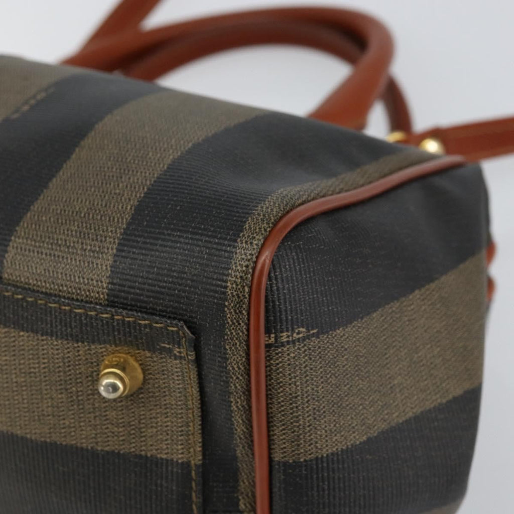 Fendi Vintage Pequin Convertible Boston Bag Coated Canvas Black Canvas Handbag