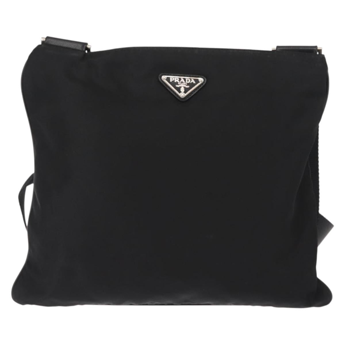Prada Flat Messenger Bag Tessuto Black Nylon Shoulder Bag Bag