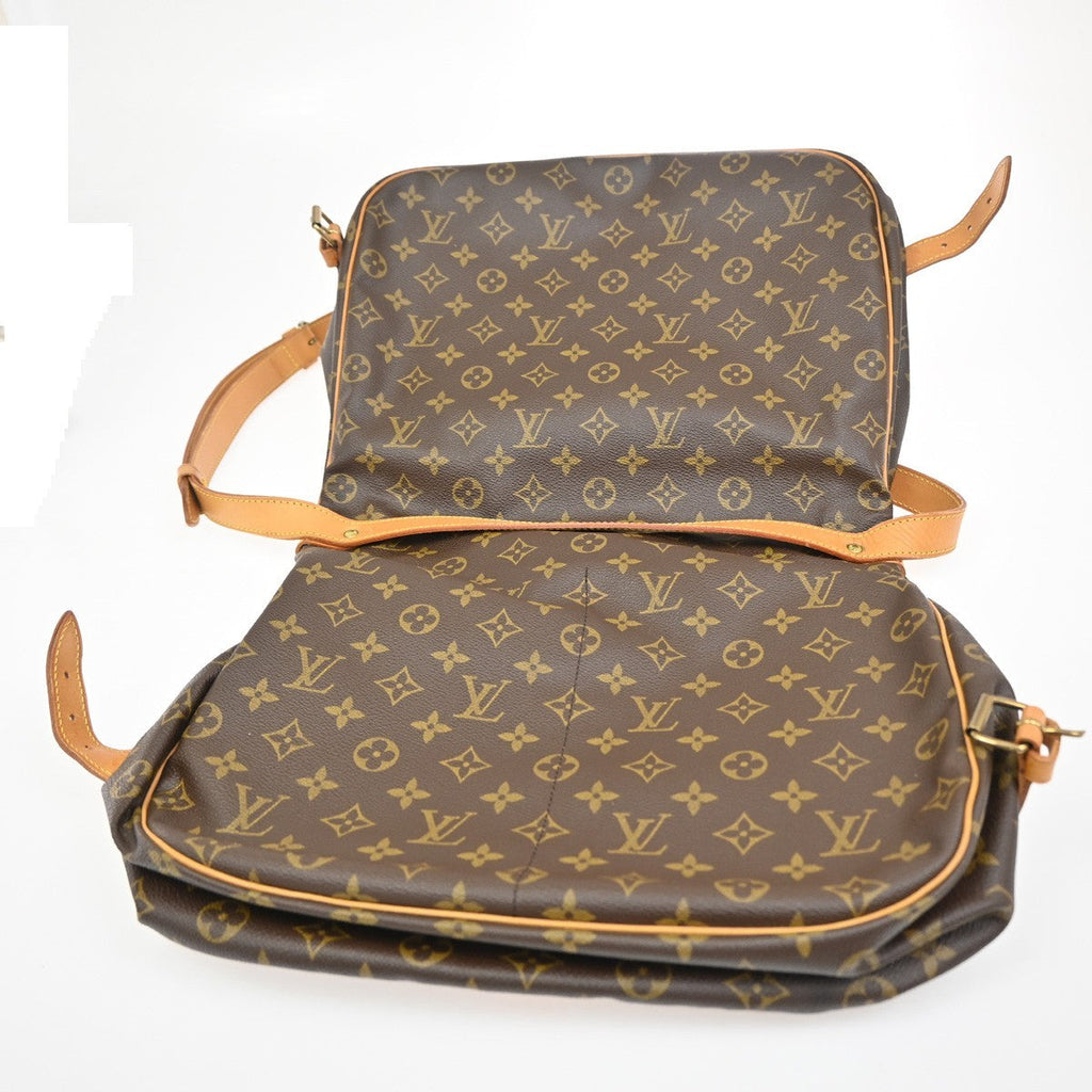 Louis Vuitton Saumur Handbag Monogram Canvas Brown Canvas Shoulder Bag