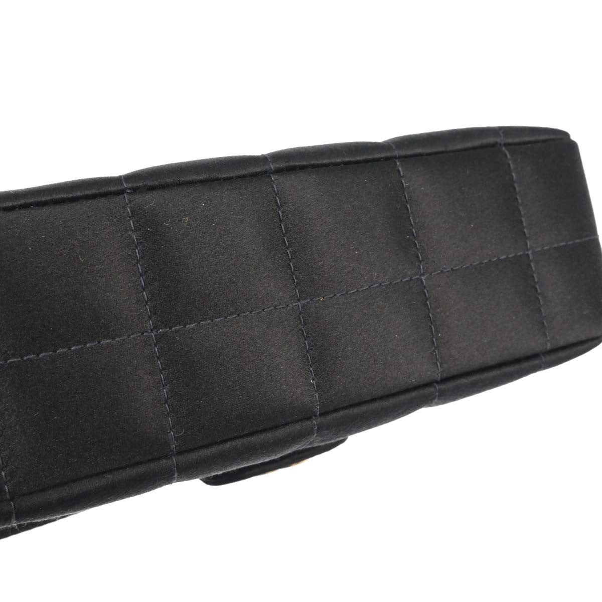 Chanel Chocolate Bar Flap Bag Quilted Satin Black Satin Shoulder Bag Bag