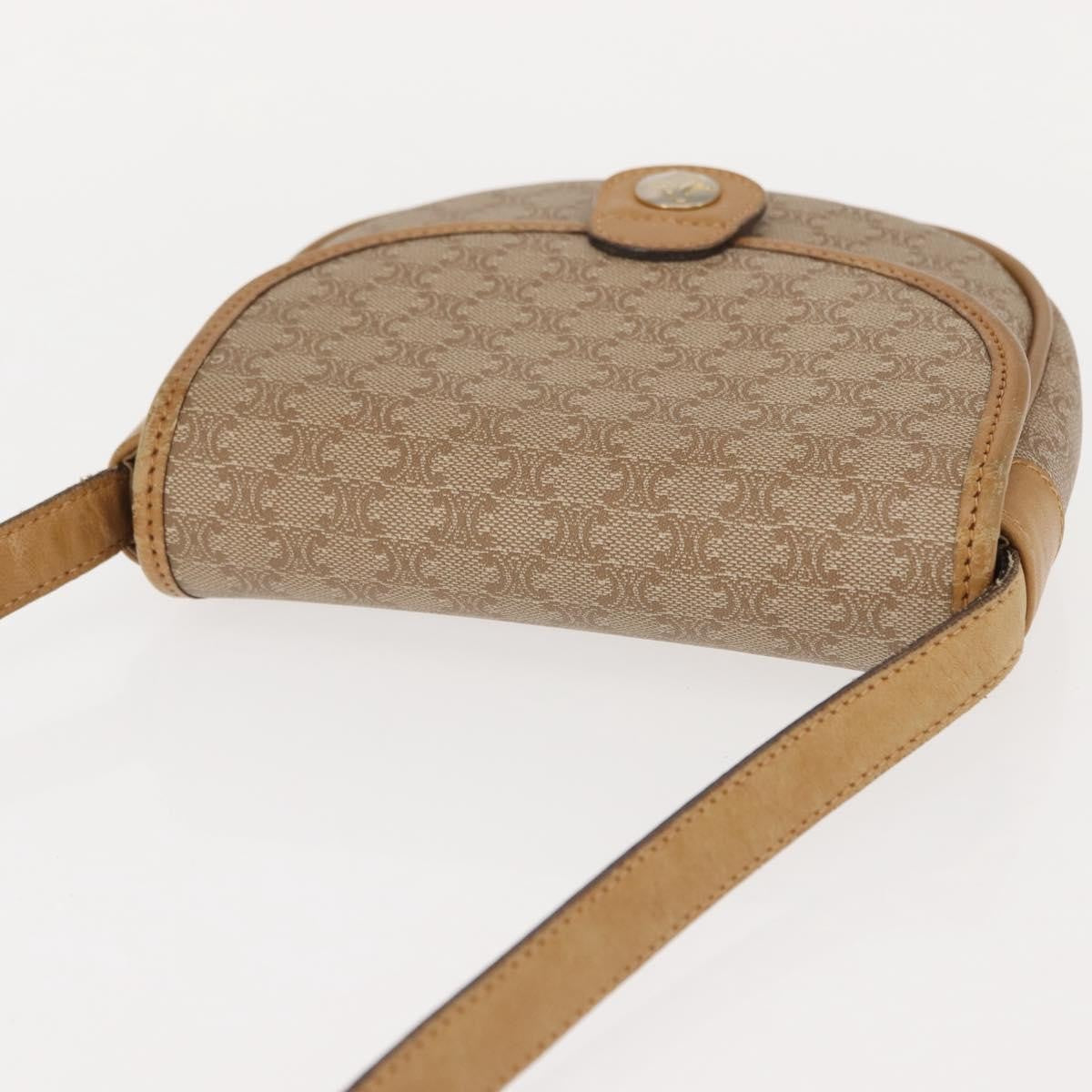 Celine Vintage Macadam Shoulder Bag Canvas And Leather Beige Canvas Shoulder Bag Bag