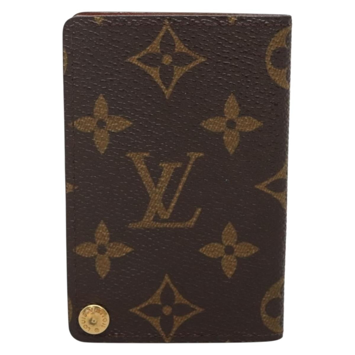 Louis Vuitton Porte Cartes Pression Card Case Monogram Canvas Brown Canvas Card Holders Accessory