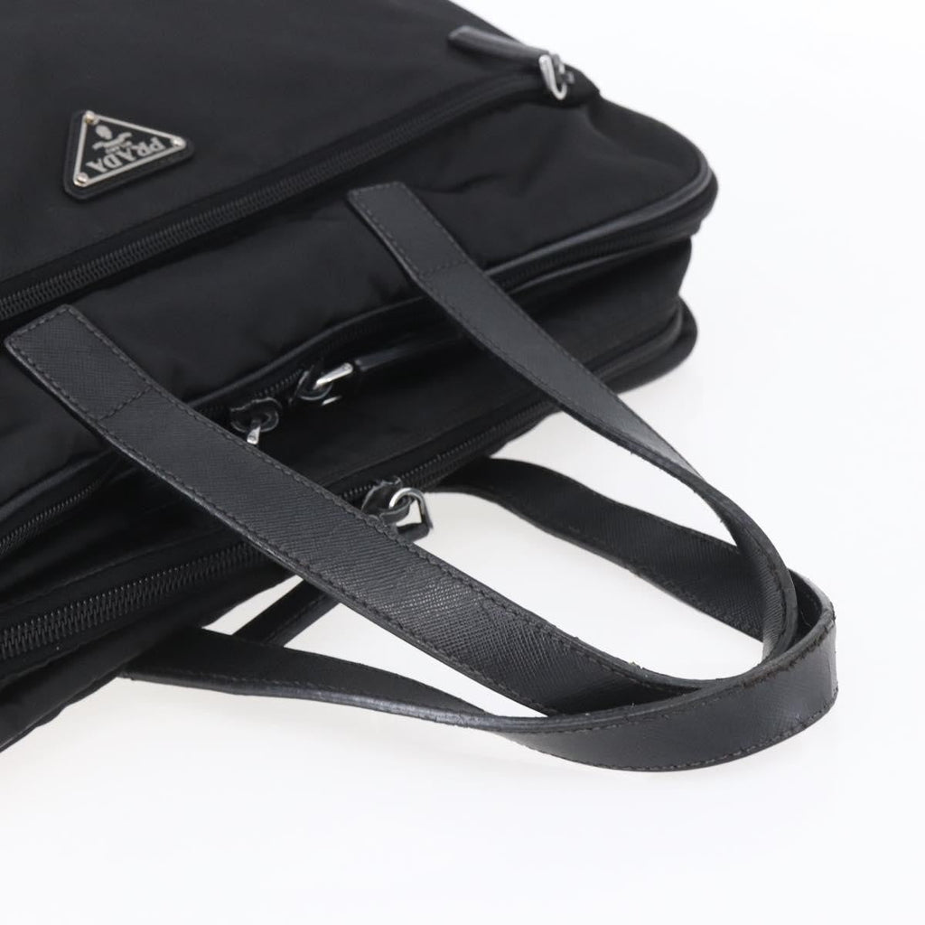 Prada Convertible Front Zip Briefcase Tessuto With Saffiano Leather Black Nylon Briefcase Bag
