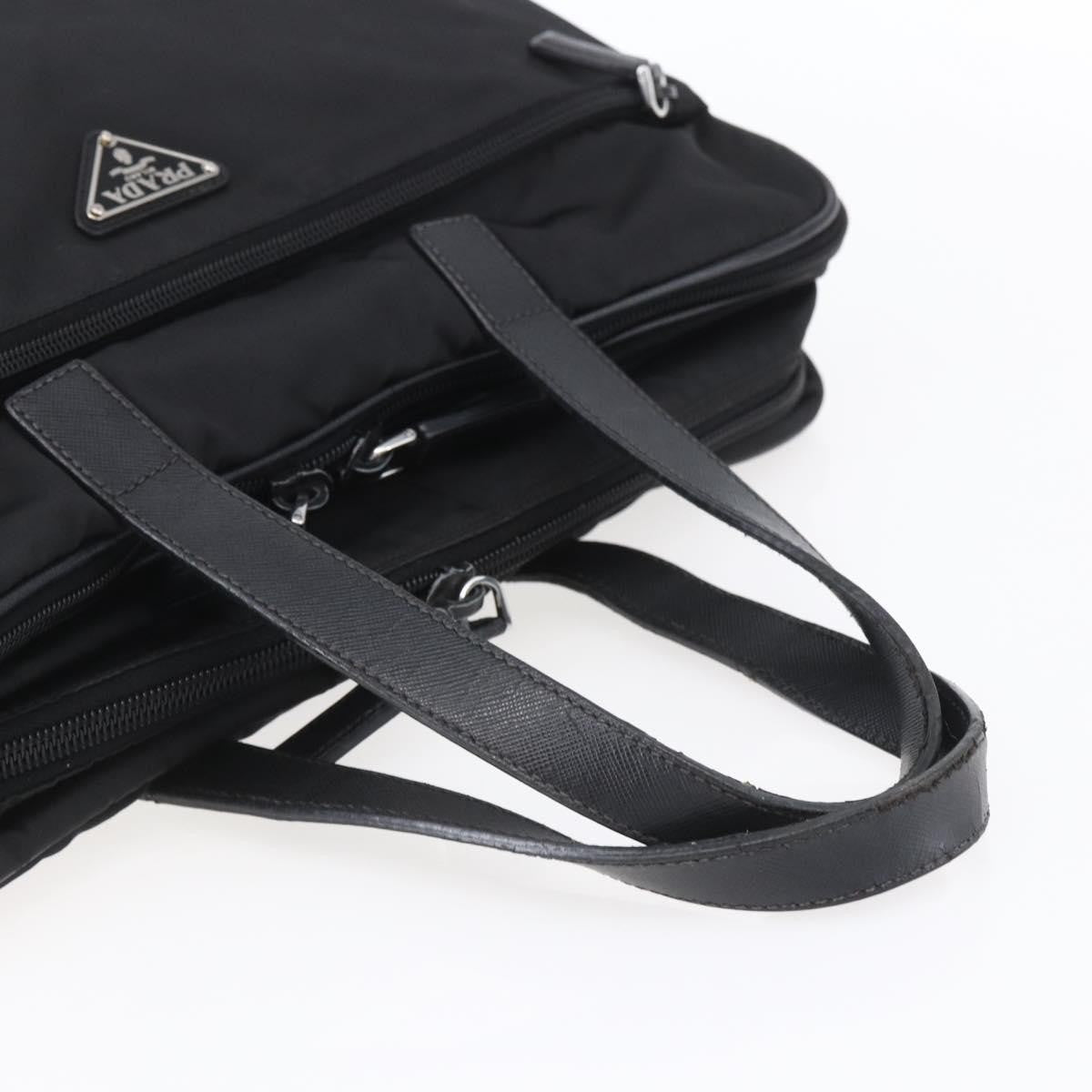 Prada Convertible Front Zip Briefcase Tessuto With Saffiano Leather Black Nylon Briefcase Bag