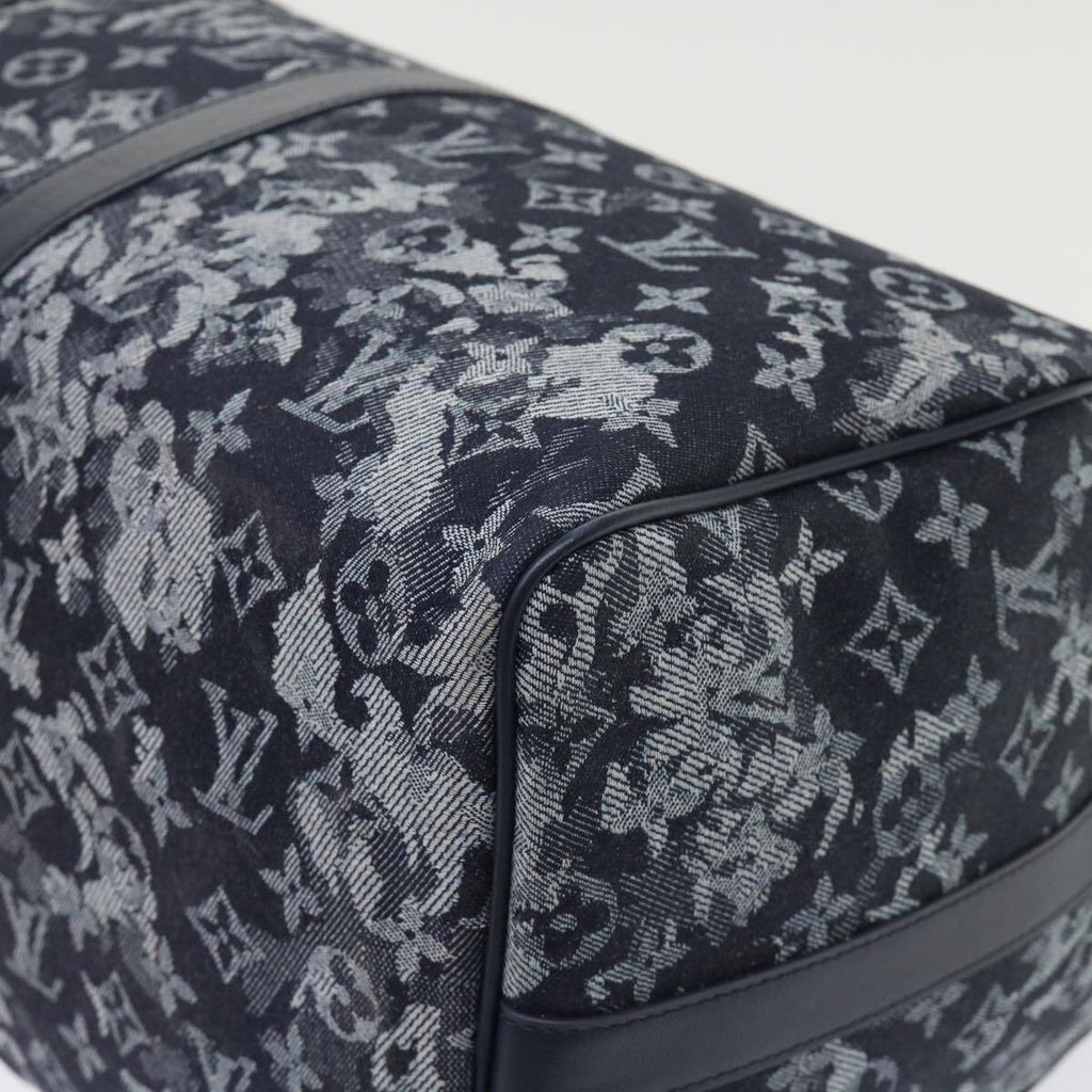 Louis Vuitton Keepall Bandouliere Bag Monogram Tapestry Canvas Navy Canvas Bag