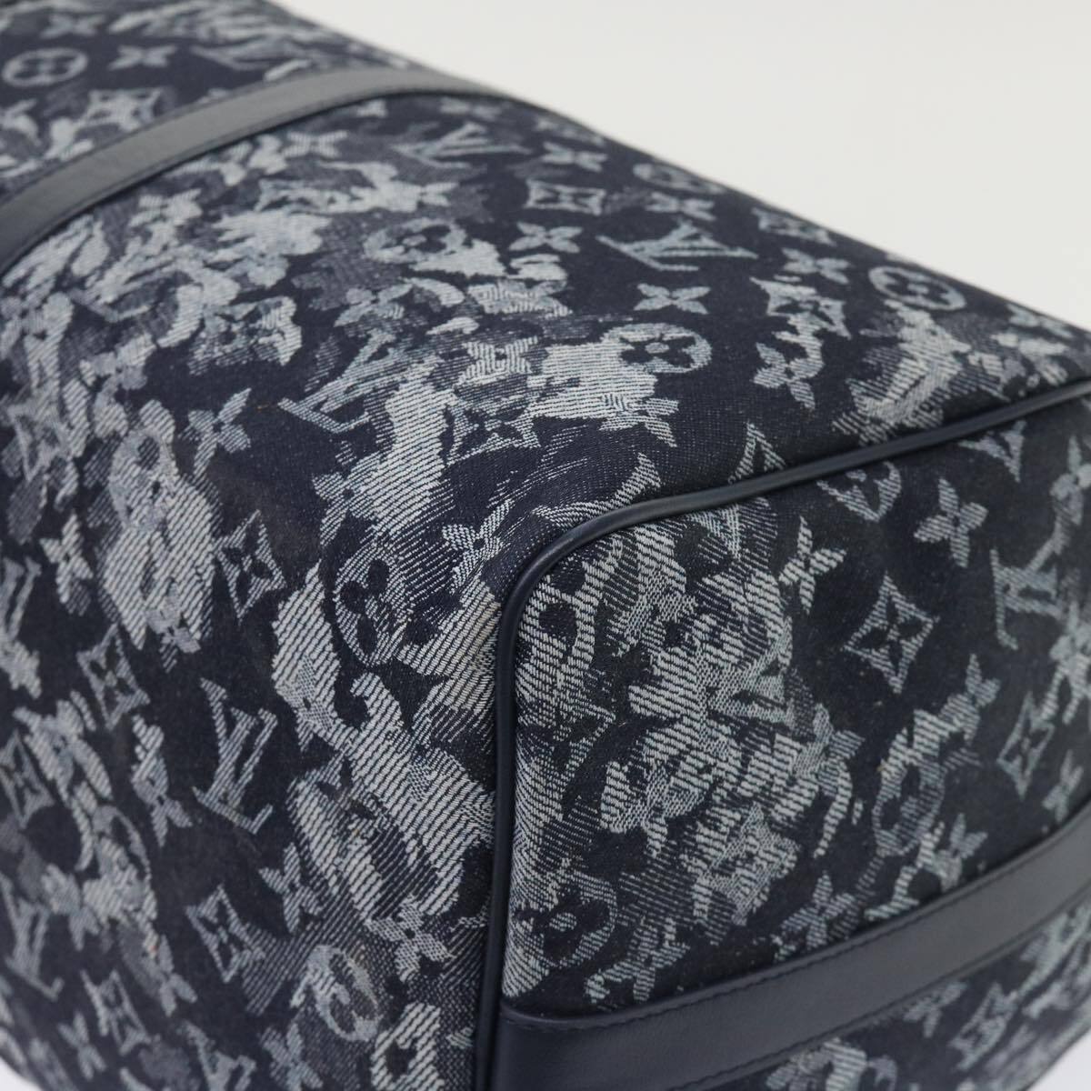 Louis Vuitton Keepall Bandouliere Bag Monogram Tapestry Canvas Navy Canvas Bag
