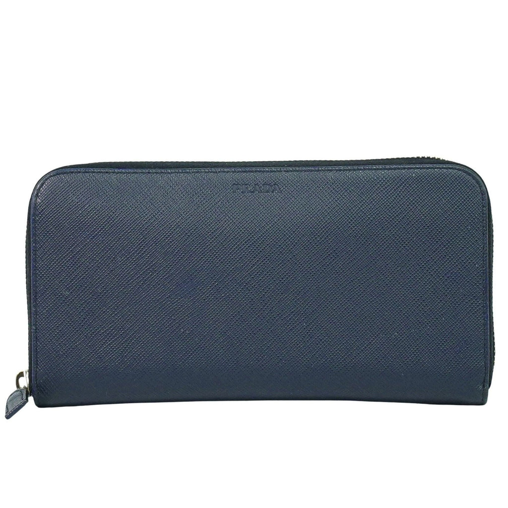 Prada Saffiano Wallet Leather Navy Leather Wallets Accessory