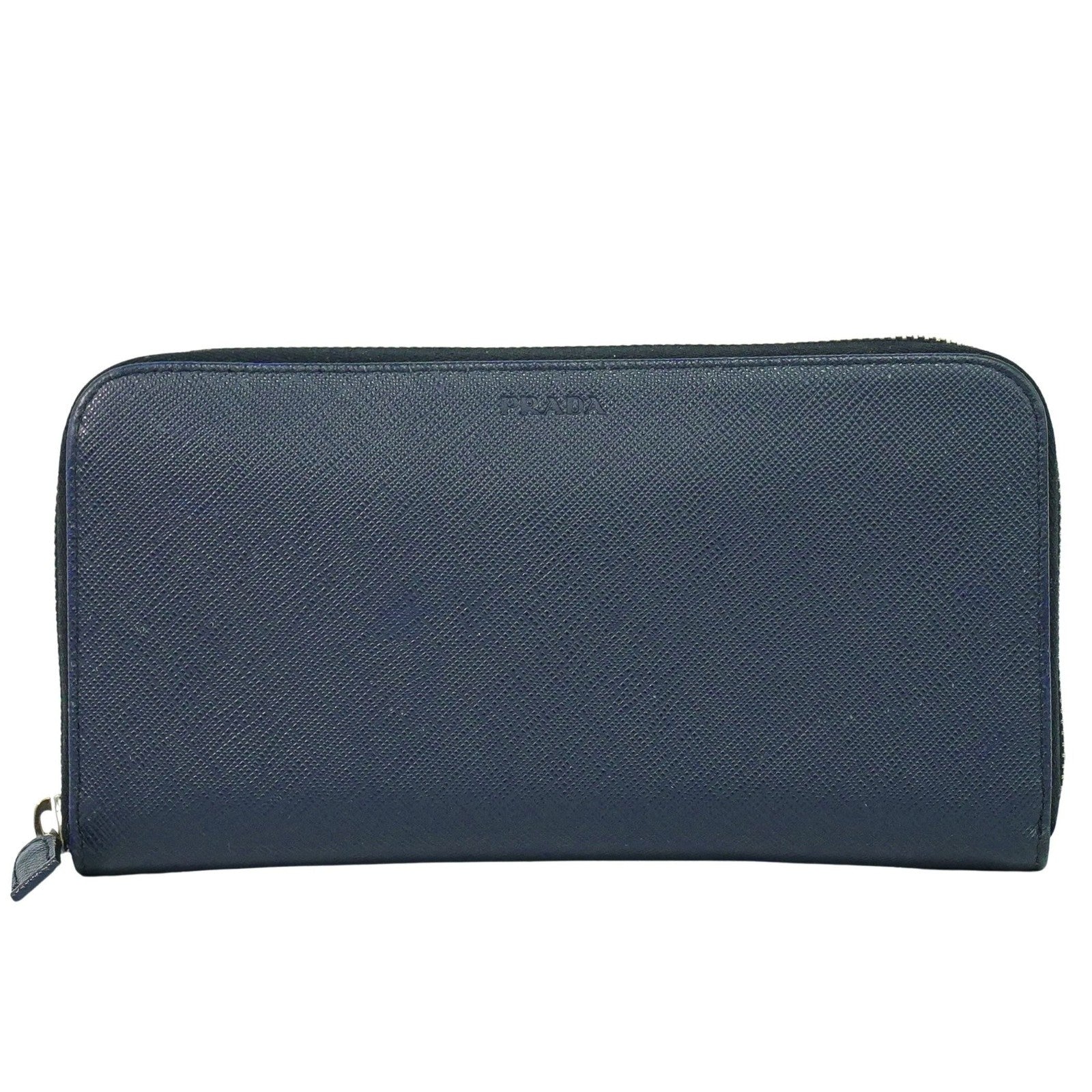 Prada Saffiano Wallet Leather Navy Leather Wallets Accessory