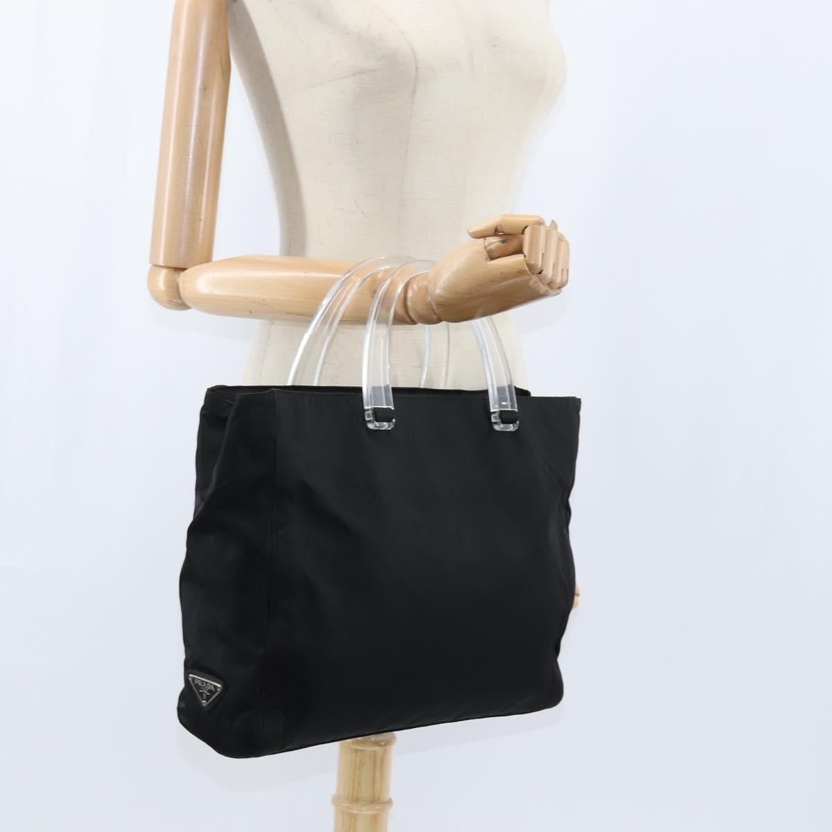 Prada Resin Handle Tote Tessuto Black Nylon Tote Bag Bag