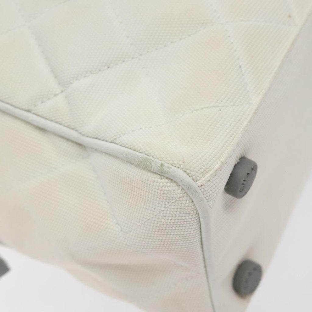 Chanel Vintage Logo Bowler Bag Quilted Canvas White Canvas Handbag