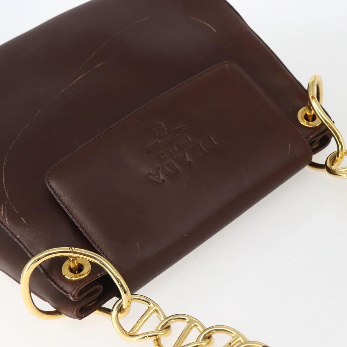 Prada Vintage Shoulder Bag Leather Brown Leather Shoulder Bag Bag