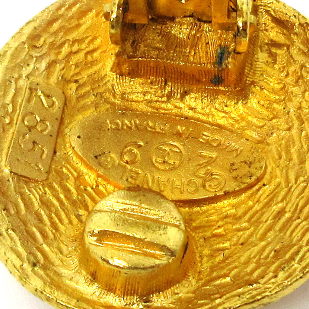 Chanel Vintage Cc Round Clip-On Earrings Metal Gold Gold_Plated Earrings Jewelry