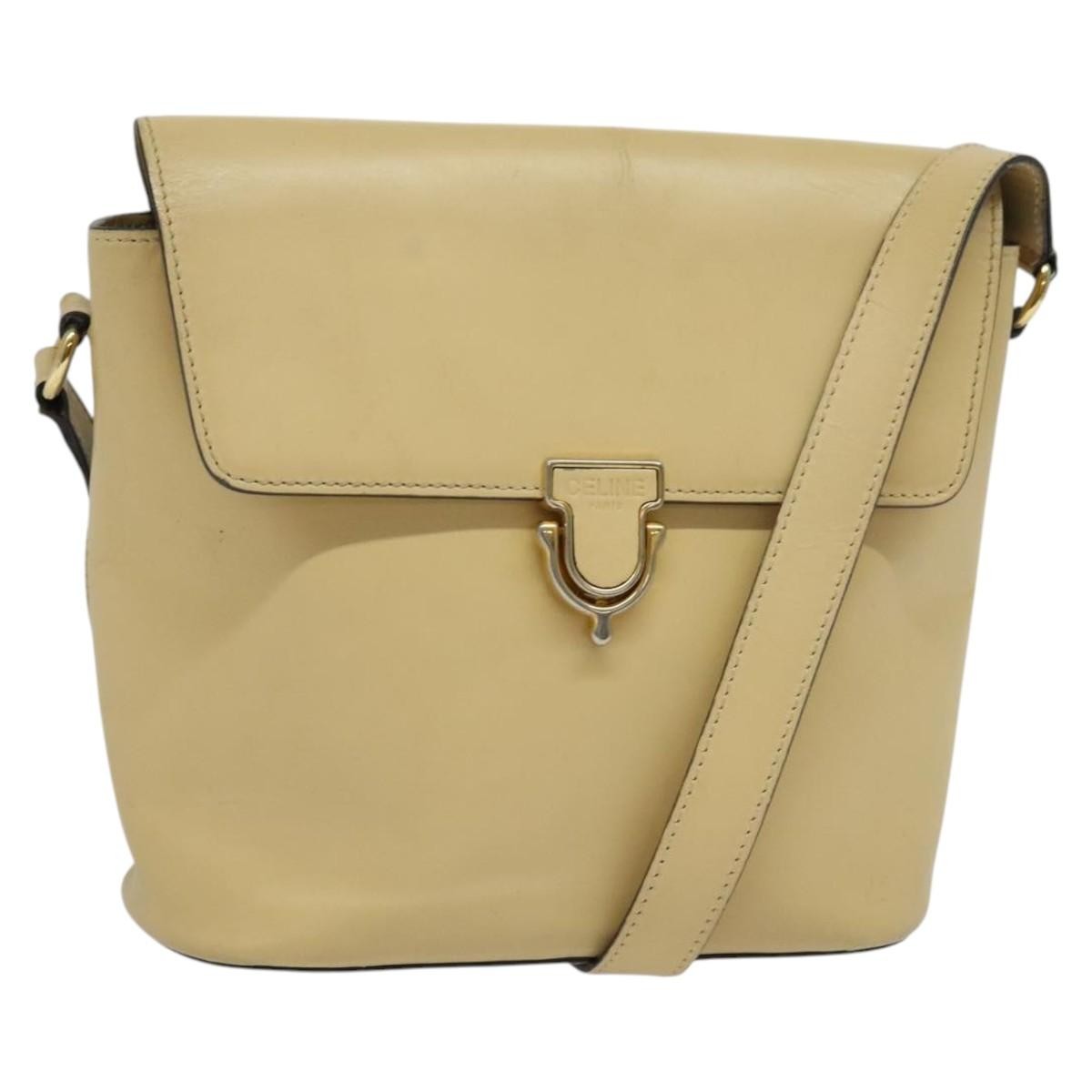 Celine Shoulder Bag Leather Beige Leather Bag