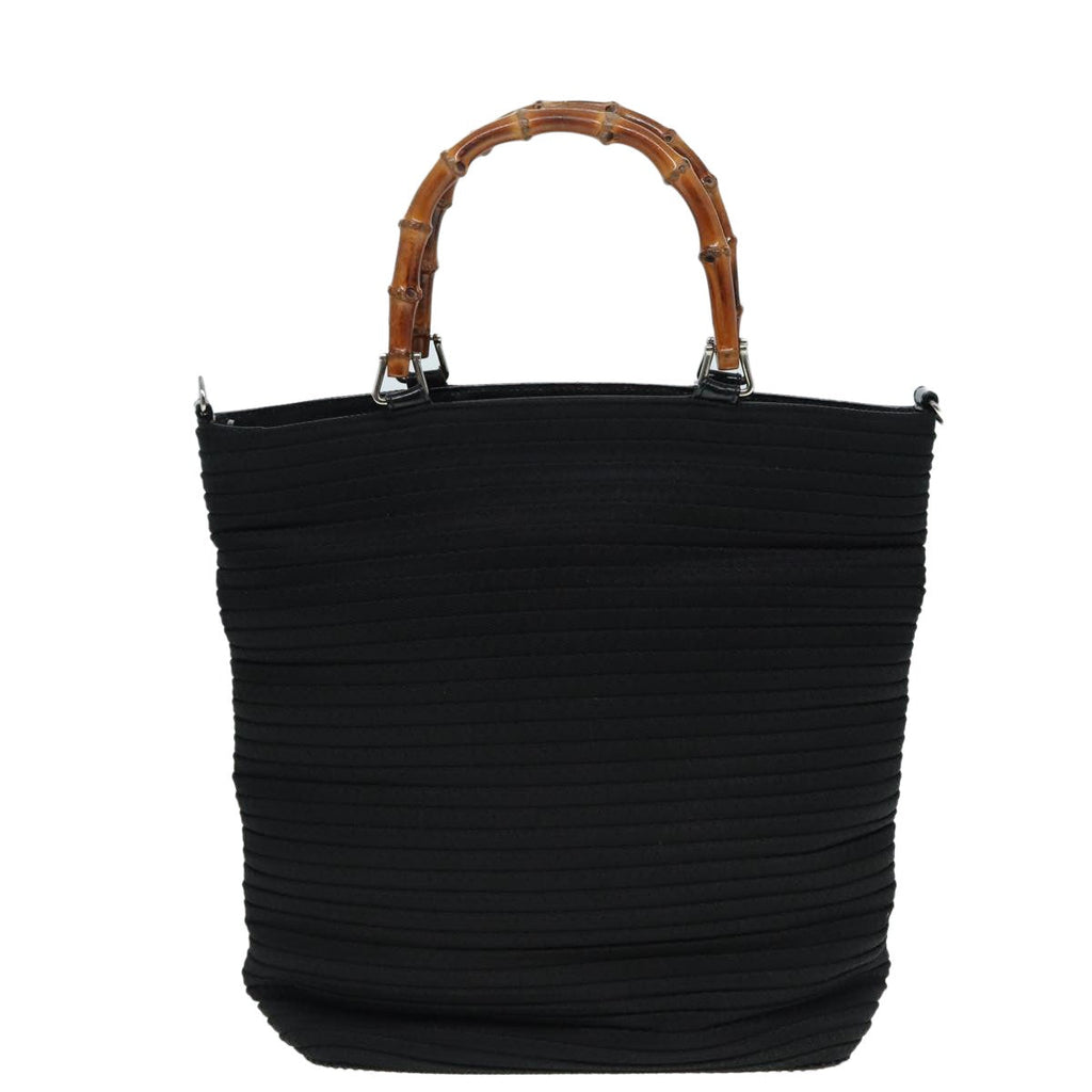 Gucci Vintage Bamboo Handle Bag Nylon Black Nylon Tote Bag Bag (Pre-Owned)