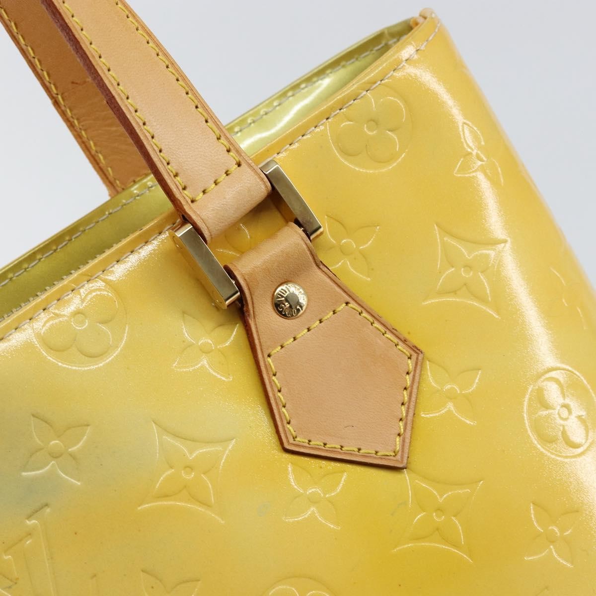 Louis Vuitton Houston Handbag Monogram Vernis Yellow Patent_Leather Tote Bag