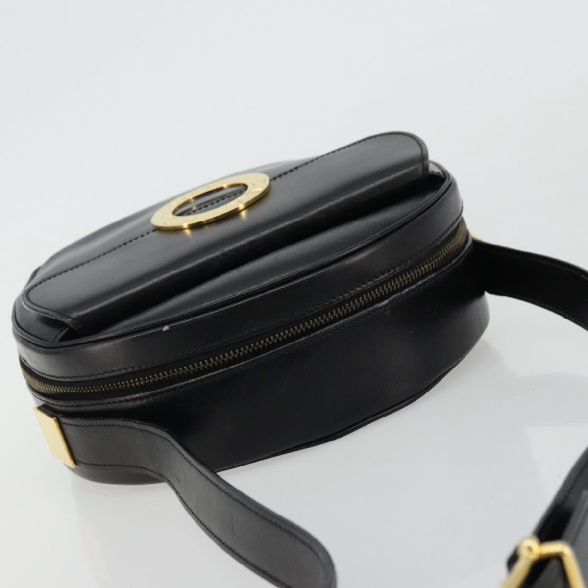 Celine Circle Logo Shoulder Bag Leather Black Leather Shoulder Bag Bag