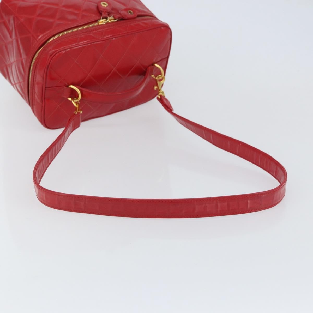 Chanel Vintage Vanity Case Patent Red Patent_Leather Handbag
