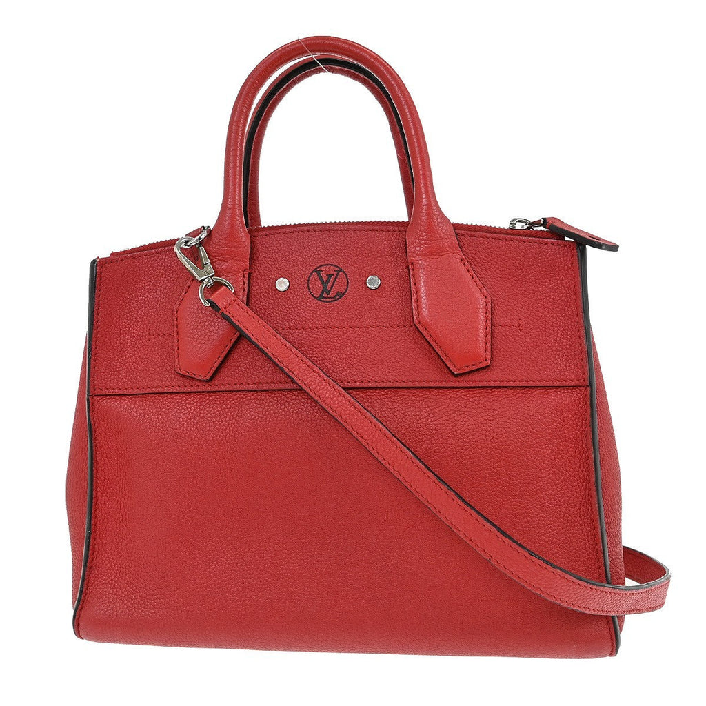 Louis Vuitton City Steamer Handbag Leather Red Leather Tote Bag