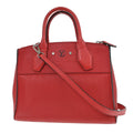 Louis Vuitton City Steamer Handbag Leather Red Leather Tote Bag