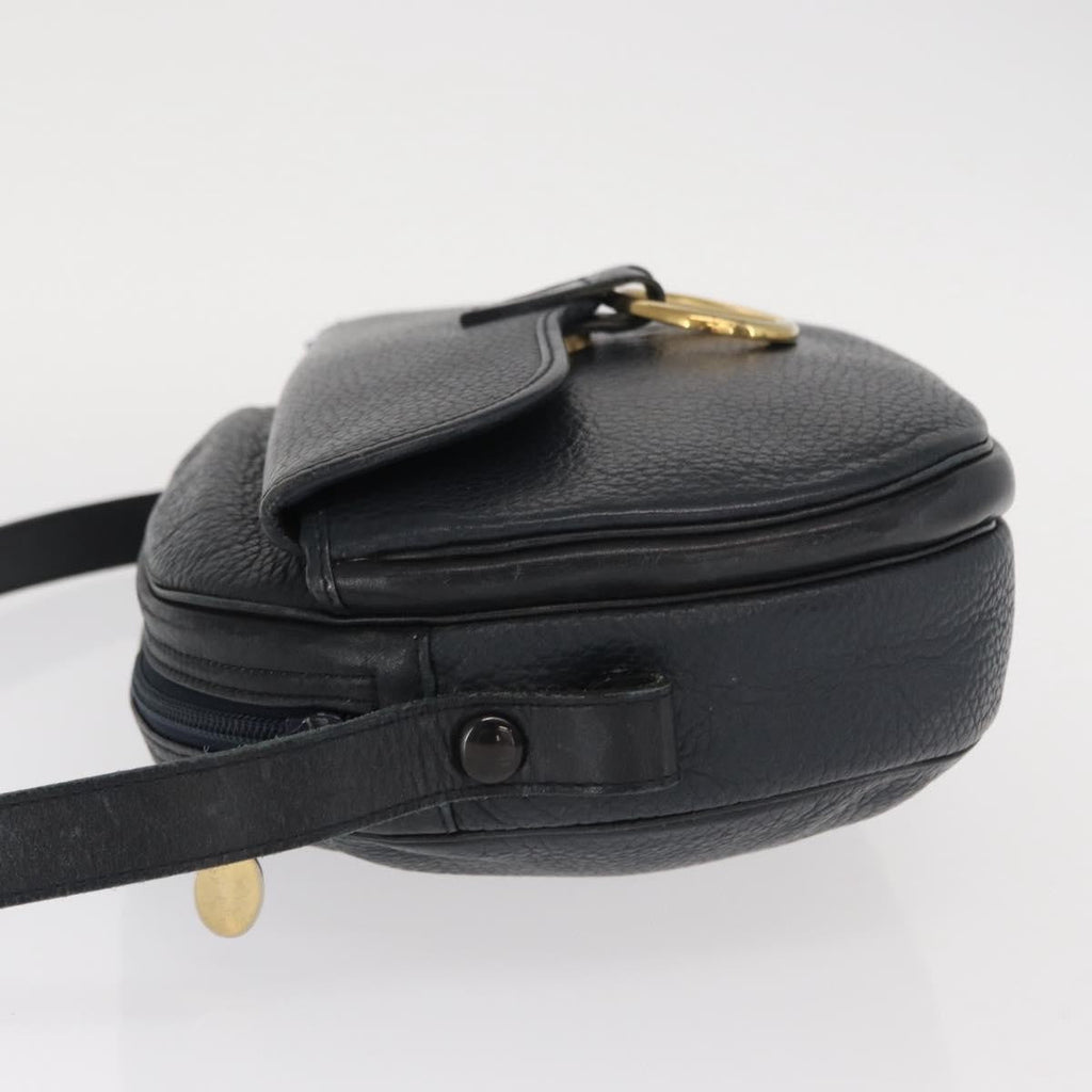 Christian Dior Vintage Shoulder Bag Leather Navy Leather Shoulder Bag Bag (Pre-Owned)