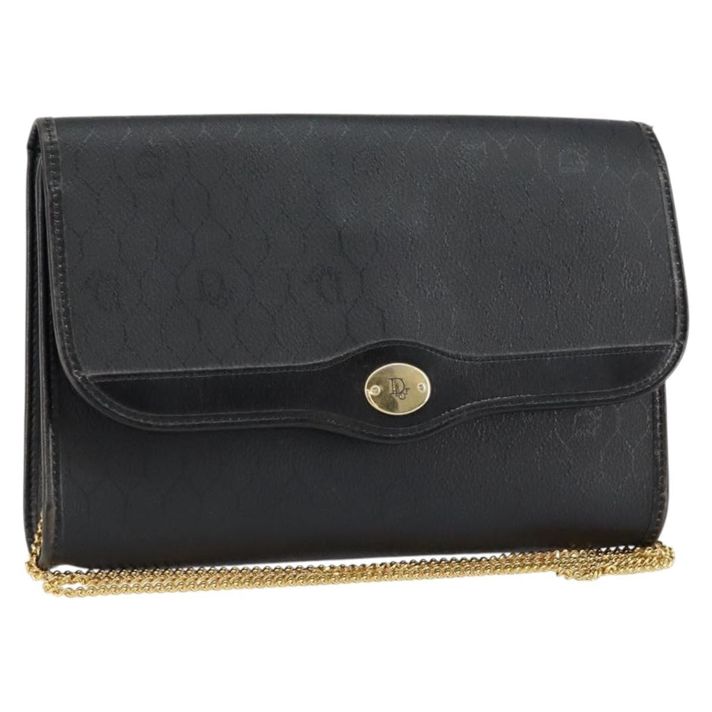 Christian Dior Vintage Honeycomb Flap Crossbody Bag Coated Canvas Black Canvas Shoulder Bag Bag (Pre-Owned)