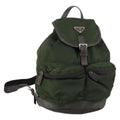 Prada Double Front Pocket Backpack Tessuto Khaki Nylon Backpack Bag