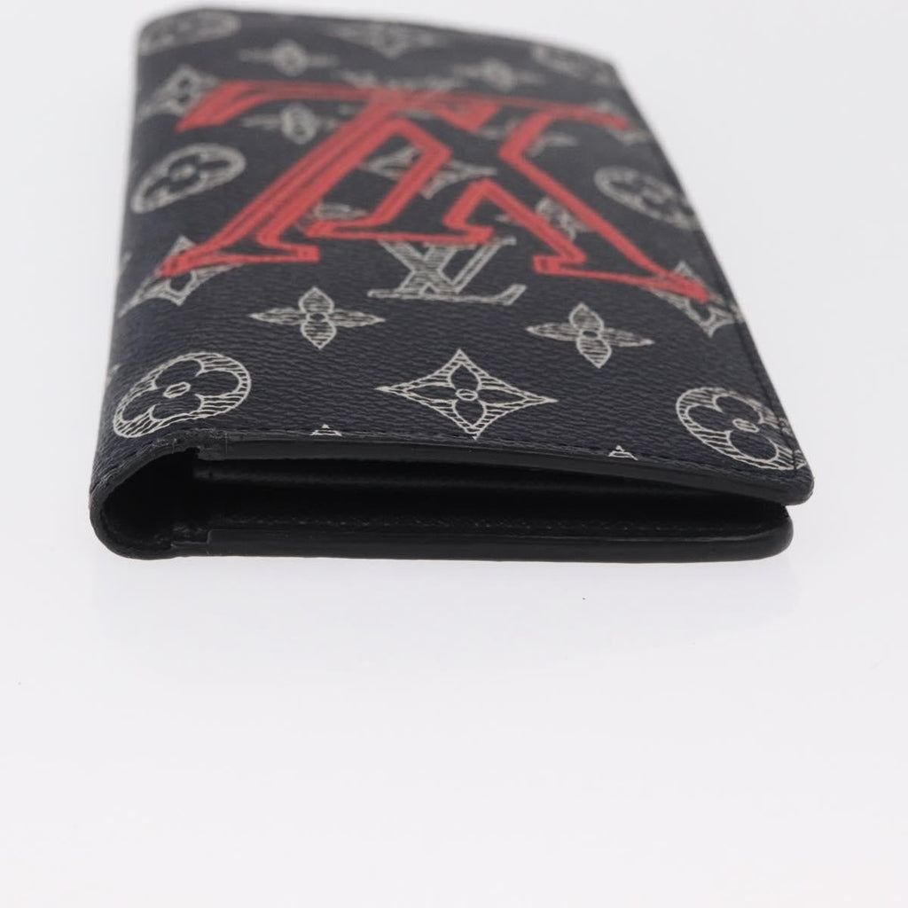Louis Vuitton Brazza Long Bifold Wallet Monogram Comics Navy Canvas Wallets Accessory