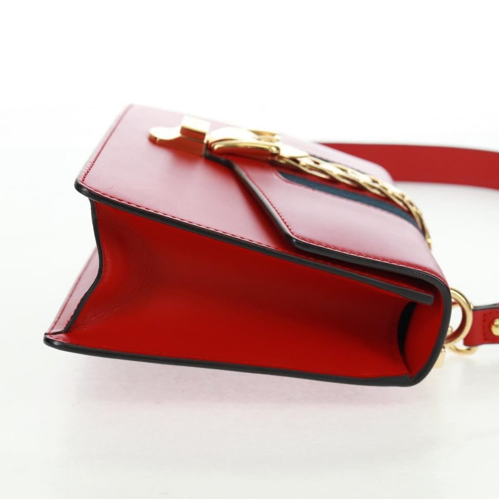 Gucci Sylvie Shoulder Bag Leather Red Leather Shoulder Bag Bag (Pre-Owned)