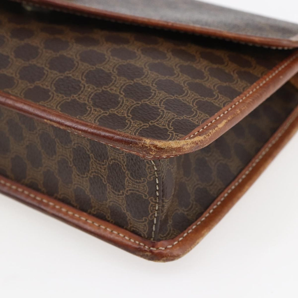 Celine Circle Logo Macadam Pouch Canvas And Leather Brown Canvas Clutche & Pouche Bag