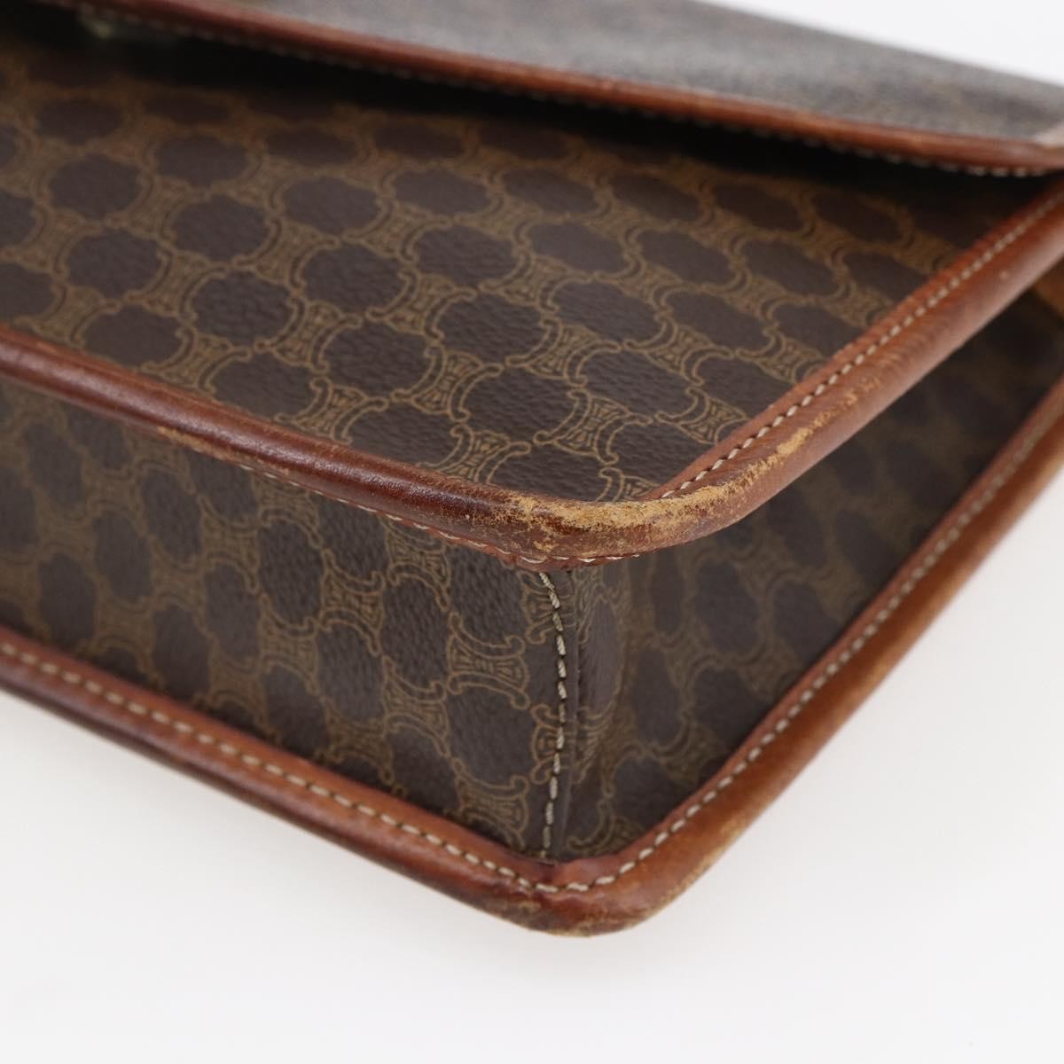 Celine Circle Logo Macadam Pouch Canvas And Leather Brown Canvas Clutche & Pouche Bag