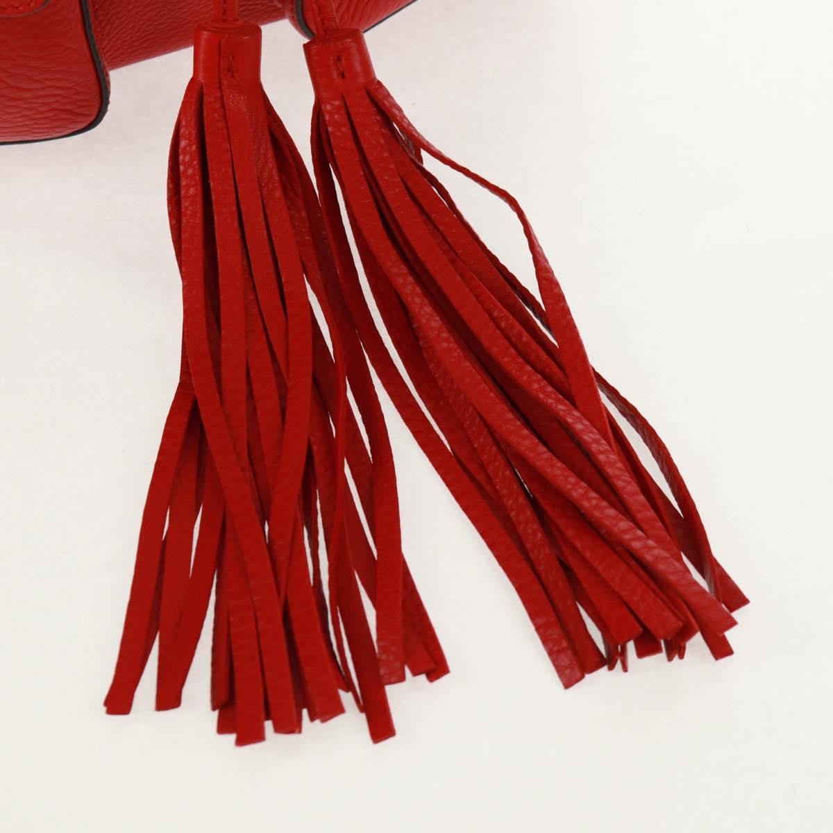 Gucci Bamboo Tassel Backpack Leather Red Leather Backpack Bag (Pre-Owned)