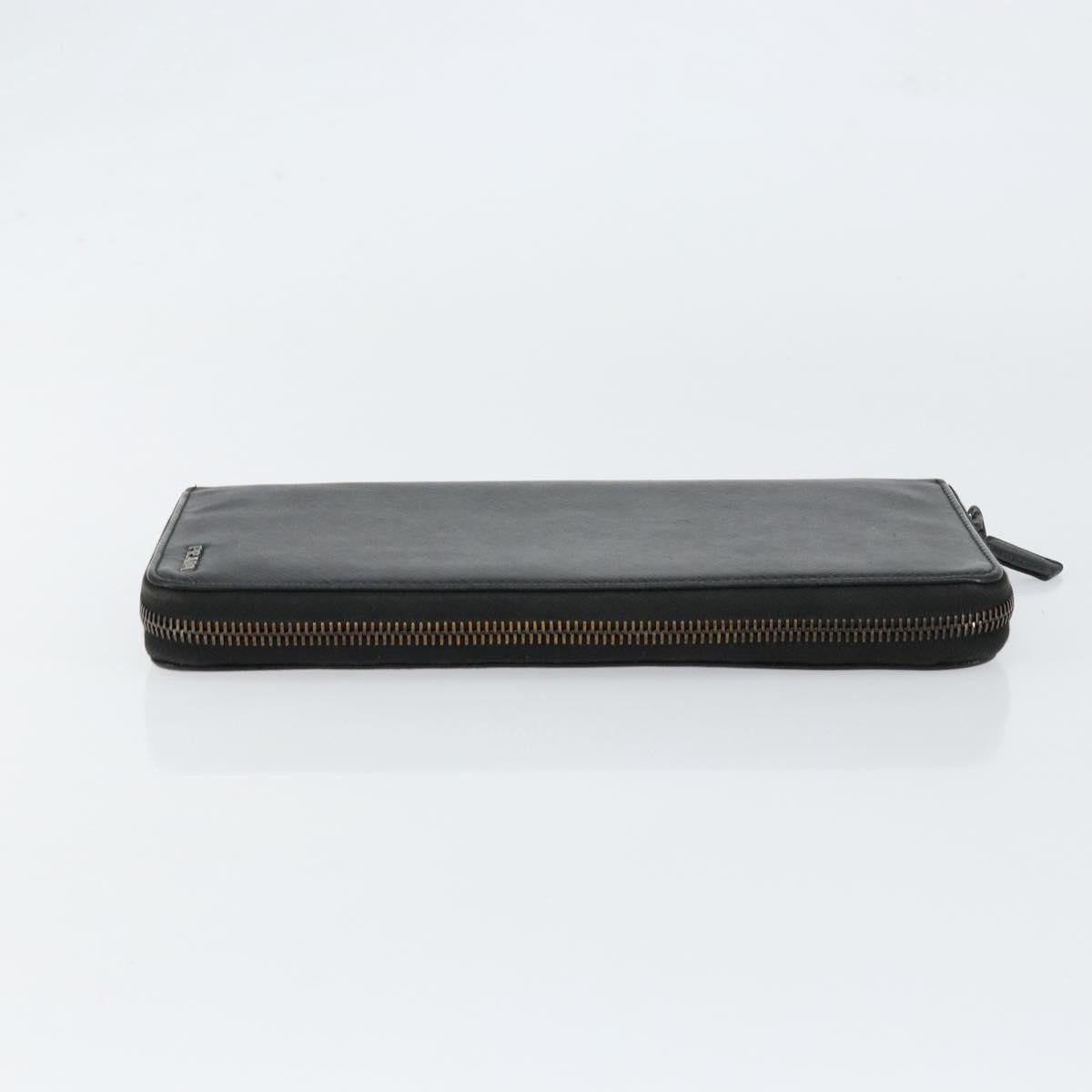 Prada Saffiano Wallet Leather Black Leather Wallets Accessory