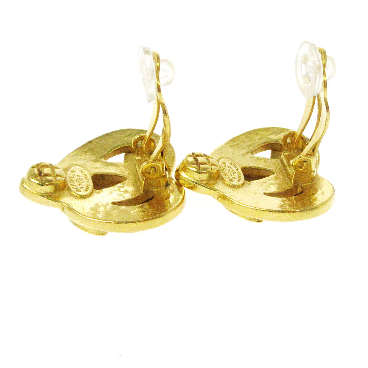 Chanel Vintage Cc Heart Clip-On Earrings Metal Gold Gold Earrings Jewelry