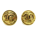 Chanel Vintage Cc Round Clip-On Earrings Metal Gold Gold_Plated Earrings Jewelry