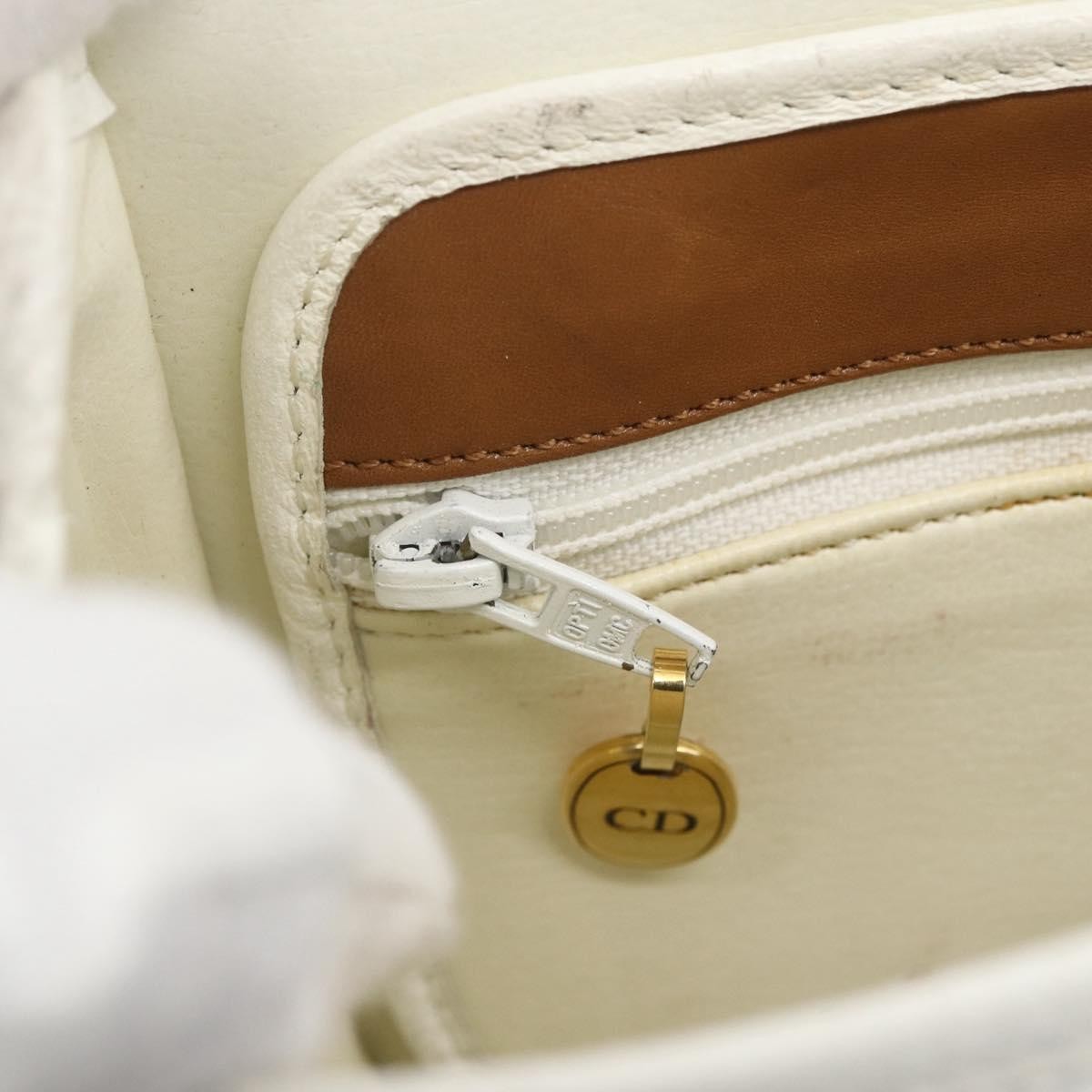 Christian Dior Vintage Shoulder Bag Leather White Leather Shoulder Bag Bag (Pre-Owned)