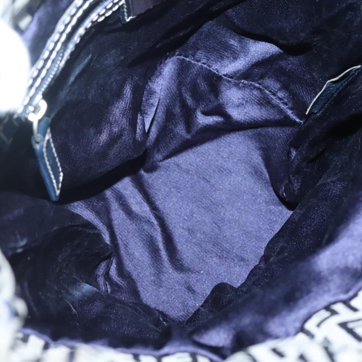 Fendi Ff Logo Mon Tresor Bucket Bag Printed Shearling With Leather Navy Canvas Shoulder Bag Bag