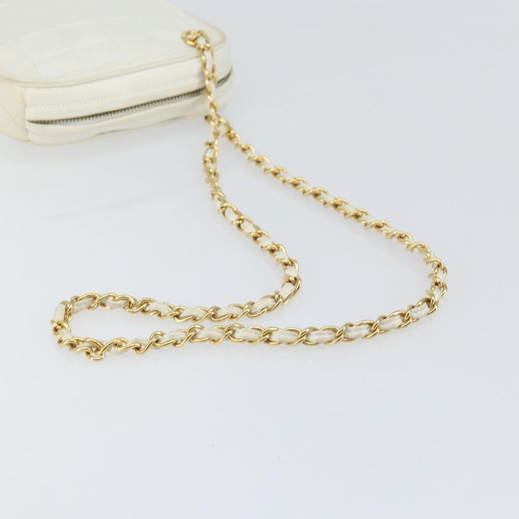 Chanel Vintage Diamond Tassel Crossbody Quilted Lambskin White Leather Clutche & Pouche Bag