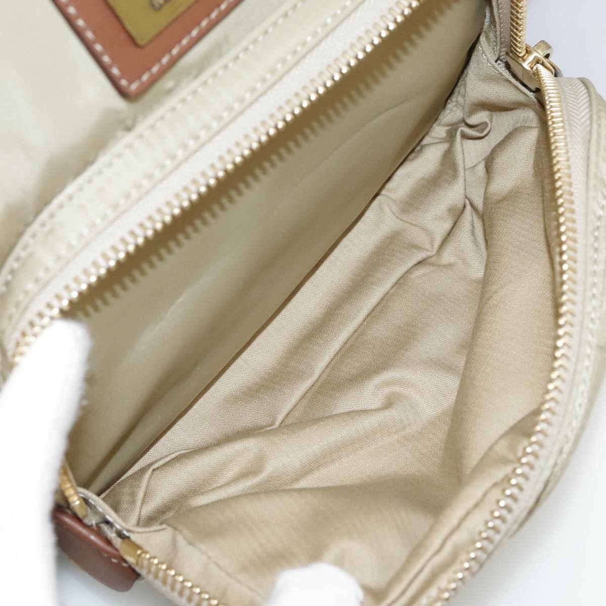 Burberry Blue Label Shoulder Bag Nylon Beige Nylon Shoulder Bag