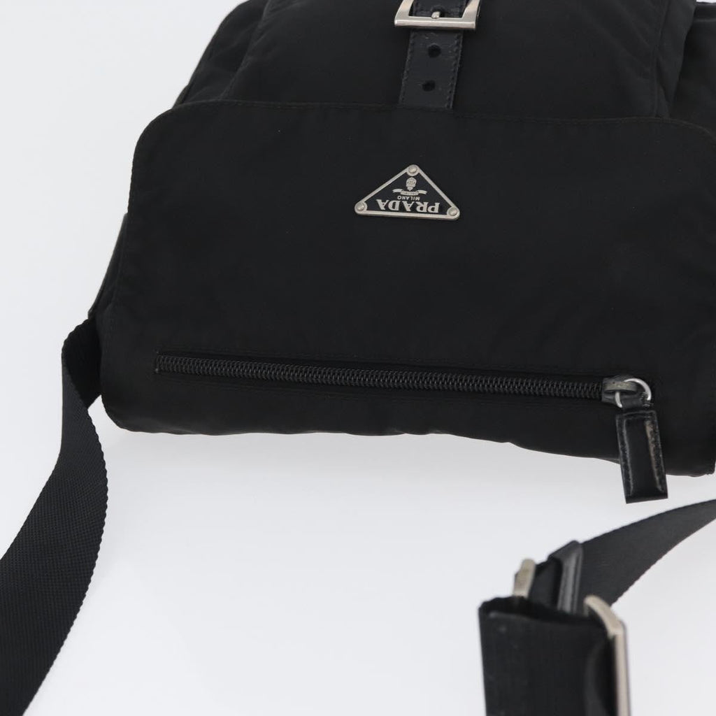 Prada Buckle Messenger Bag Tessuto Black Nylon Shoulder Bag Bag