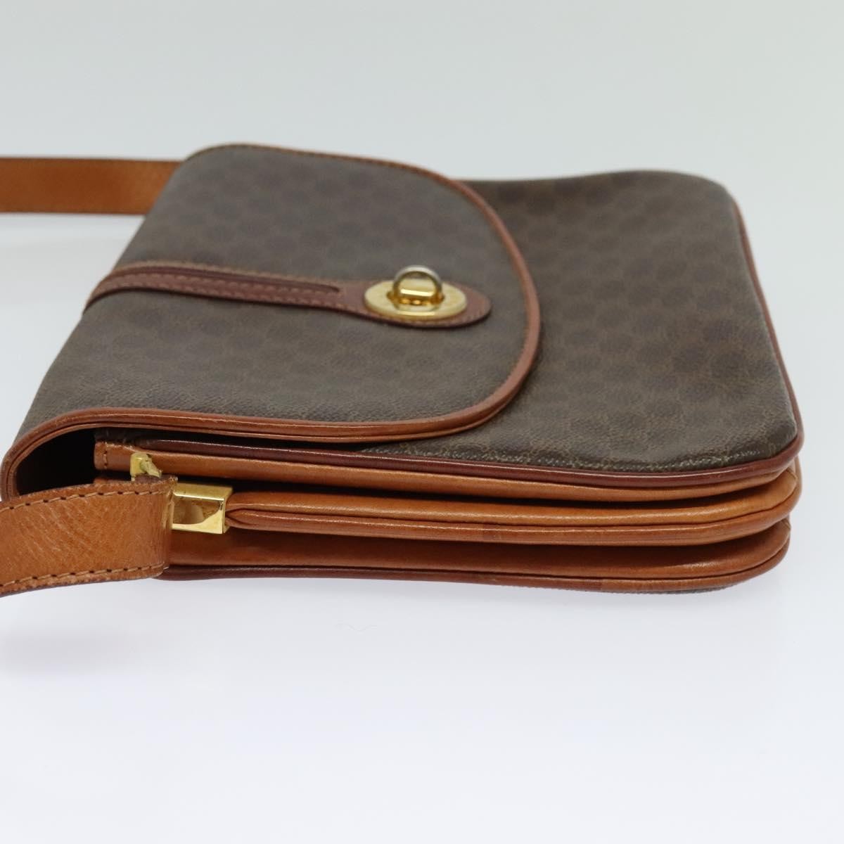 Celine Vintage Macadam Shoulder Bag Canvas And Leather Brown Canvas Shoulder Bag Bag