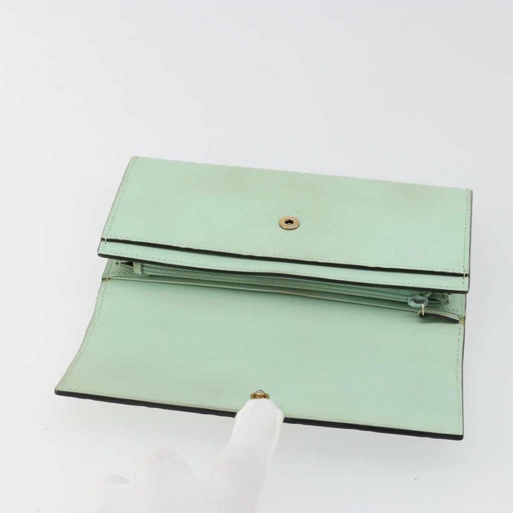 Gucci Guccissima Wallet Motif Gg Green Leather Wallets Accessory (Pre-Owned)