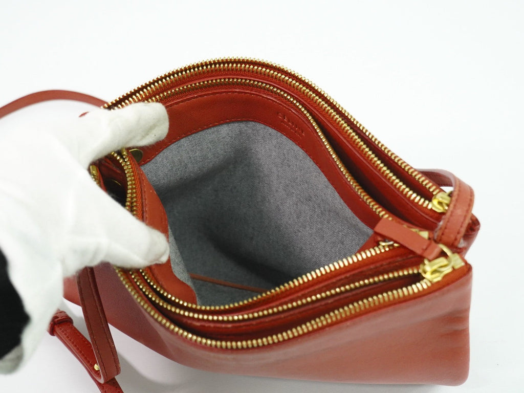 Celine Trio Crossbody Bag Leather Red Leather Shoulder Bag Bag