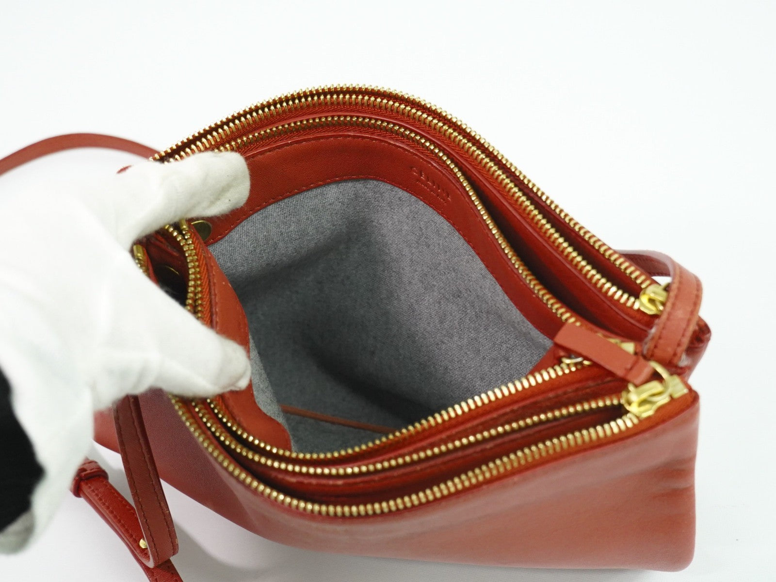 Celine Trio Crossbody Bag Leather Red Leather Shoulder Bag Bag