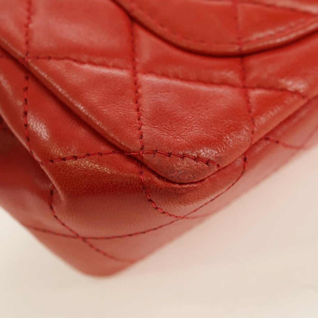 Chanel Flap Shoulder Bag Leather Red Leather Handbag