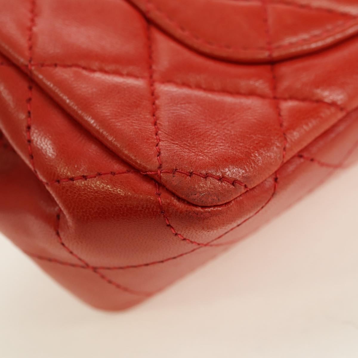 Chanel Flap Shoulder Bag Leather Red Leather Handbag
