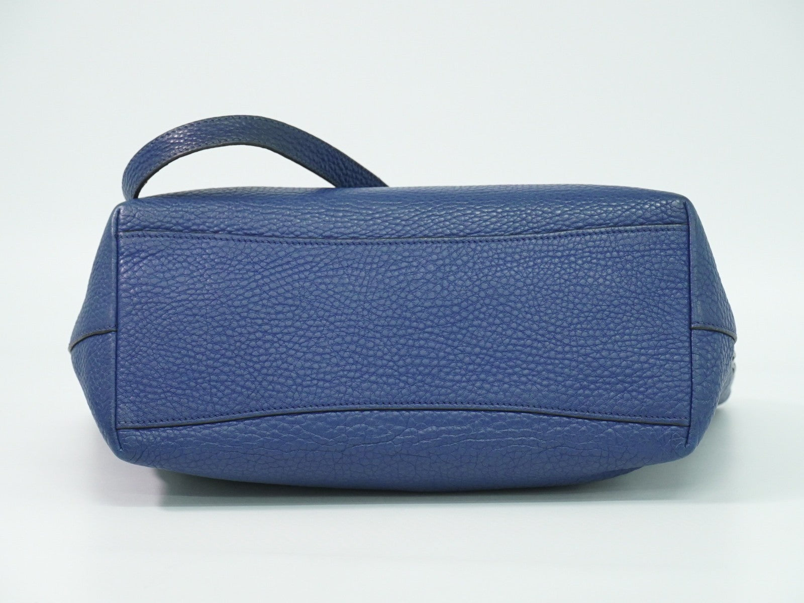 Prada Embossed Logo Open Tote Leather Blue Leather Tote Bag Bag